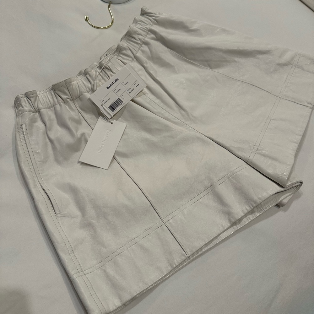 Helmut Lang White Leather Shorts